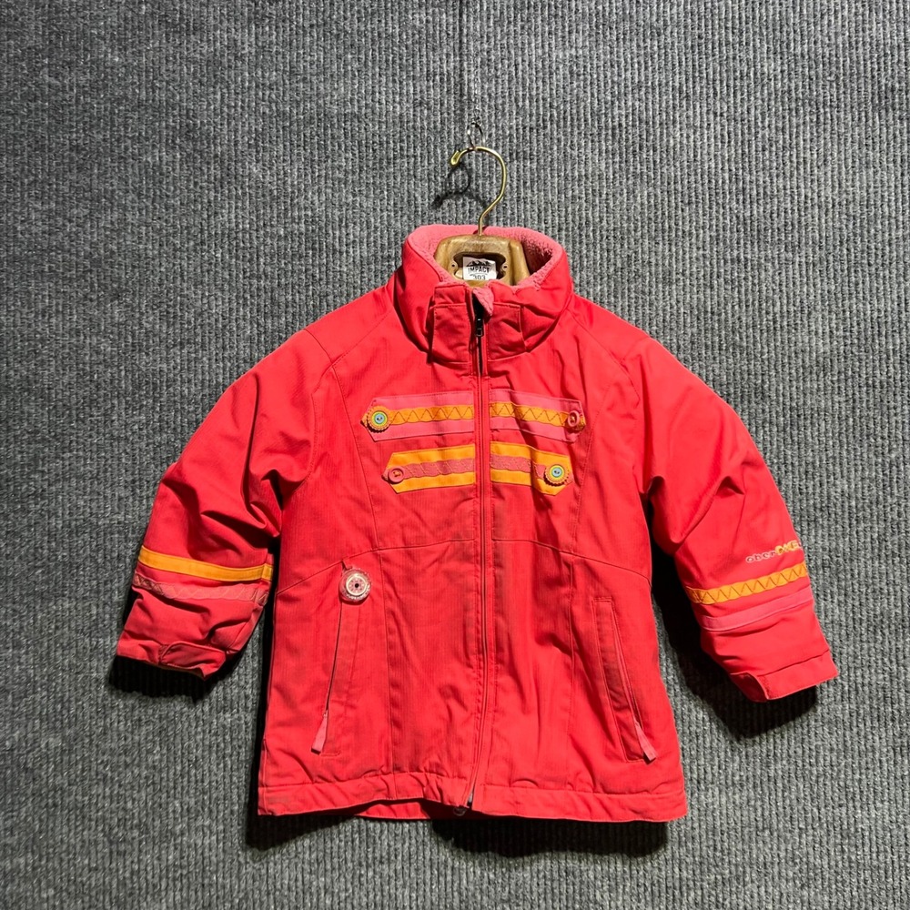 Obermeyer Ski Jacket Kids Size 4 Red I-Grow System Insulated Winter Coat Trim
